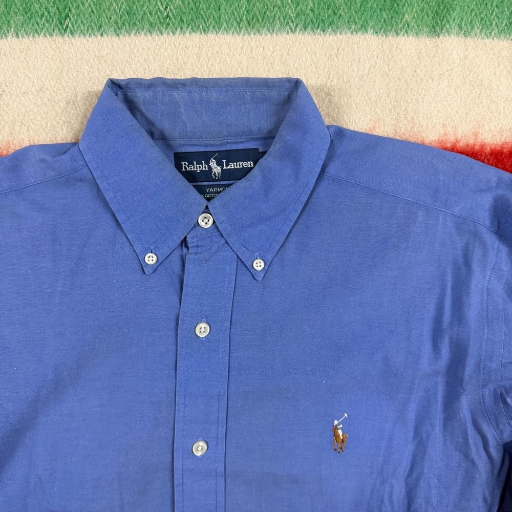 Ralph Lauren Yarmouth Pinpoint Oxford Shirt Men 16 33 Blue Button Down Pony